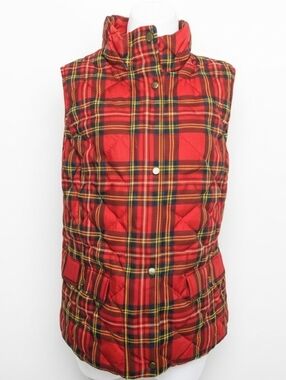 TALBOTS QUILTED PUFFER VEST NEW WITHOUT TAG STEWART PLAID WOMEN'S LARGE